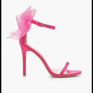 Hot Pink Bow Back Sandal Heels
